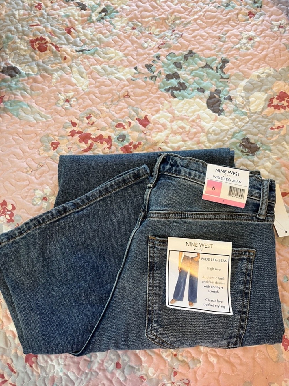 Nine West Blue Wide-Leg High-Rise Jeans